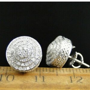 New Sterling silver diamond stud earrings